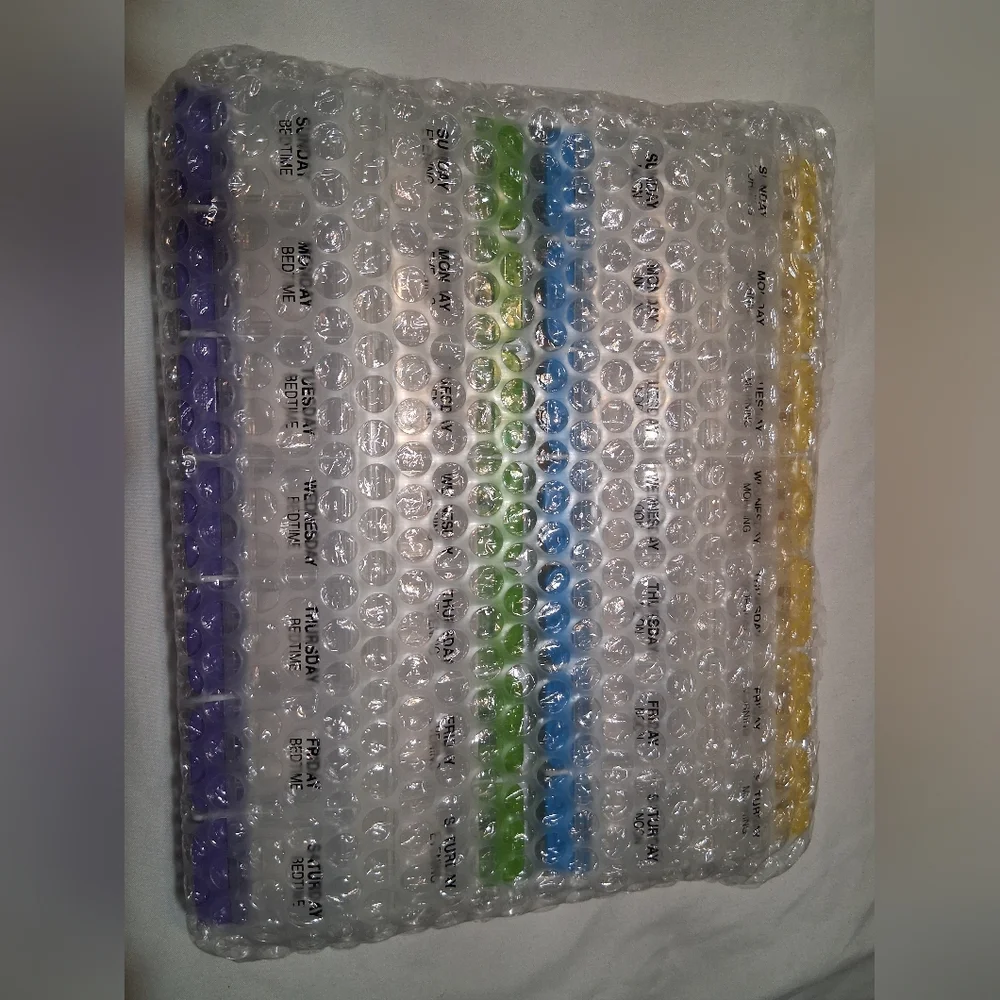 EUC Weekly pill/medication organizer/box for a Month - Multi Color-coded Lids